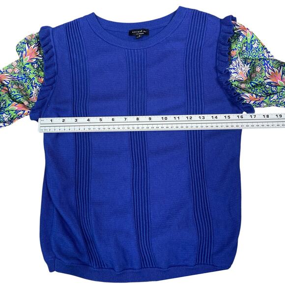 Anthropologie Current Air Twee Floral Nouveau Contrast Sweater Knit Top SZ M - Picture 13 of 16